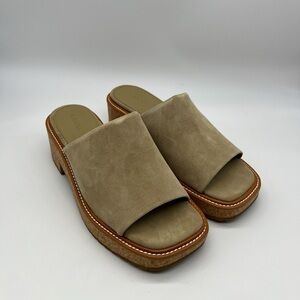 Vince Maddy-B Suede Cork Sandal Mules